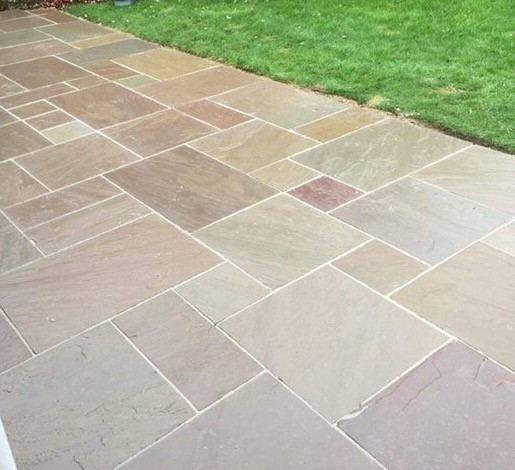 Autumn Brown Indian Sandstone Natural 22mm Calibrated Patio Paving Slabs Pack 15.5m2 