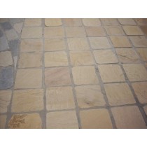 Fossil Mint Indian Sandstone Natural Paving Cobbles 10cm x 10cm