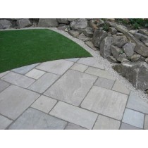 Tumbled Light Grey Indian Sandstone Natural 22mm Calibrated Patio Paving Slabs Pack 15.5m2 