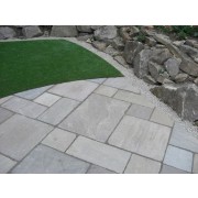 Tumbled Light Grey Indian Sandstone Natural 22mm Calibrated Patio Paving Slabs Pack 15.5m2  (Sample)